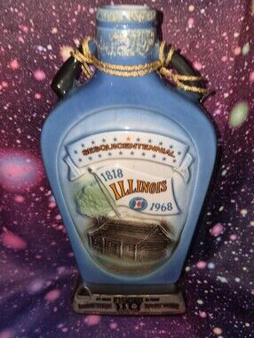 🏡🥃 Vintage 1968 Jim Beam Illinois Sesquicentennial Decanter — 150 Years of IL